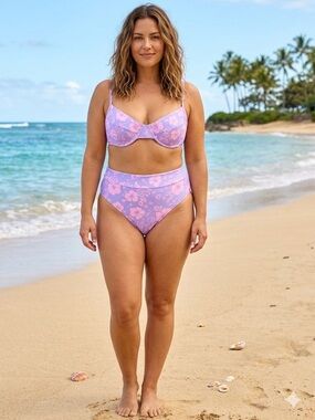 KULANI KINIS Hibiscus Haze 2-Piece Bikini w underwire supprt SIZE 2X LARGE-US 12